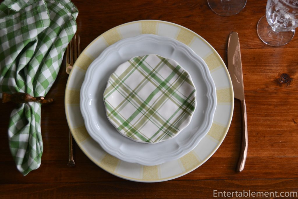 Green Gingham Appetizer Plates by Pier 1 Entertablement