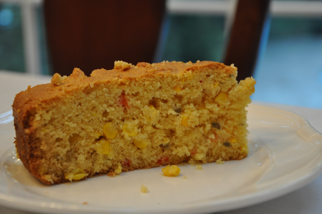 Cornbread with Fresh Corn, Red and Jalapeño Peppers