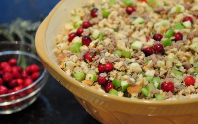 Sausage Stuffing with Celery, Cranberries and Apple