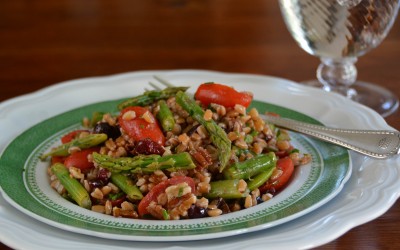 Farro Salad with Asparagus, Sugar Snap Peas and Tomatoes