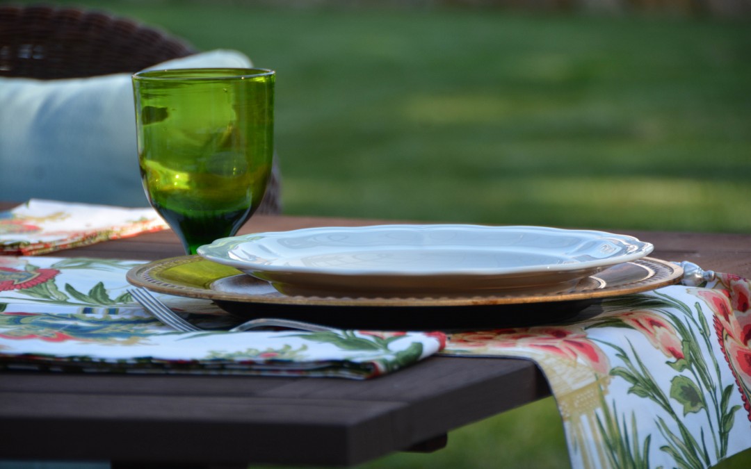 New Moon Linens and Grass Green Glasses