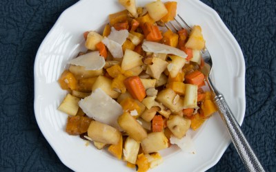 Roasted Root Vegetables with Almonds & Parmesan Cheese