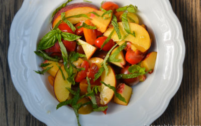 Heirloom Tomato and Peach Salad with Mint & Basil