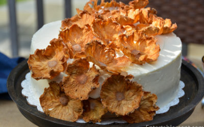 Pumpkin Cake with Pineapple Flowers