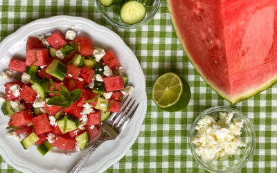 Watermelon Cucumber Salad with Chèvre and Mint