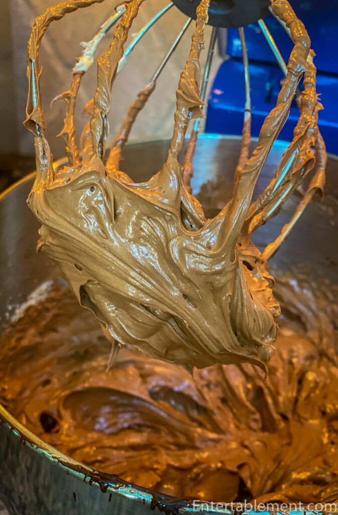 French Buttercream with melted chocolate.