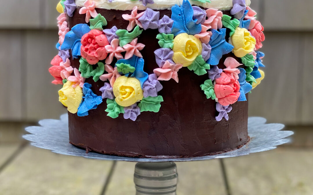 Mad Hatter’s Floral Checkerboard Cake