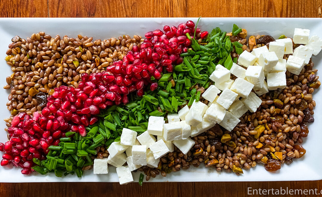 Black Barley Salad with Pomegranate and Feta Cheese