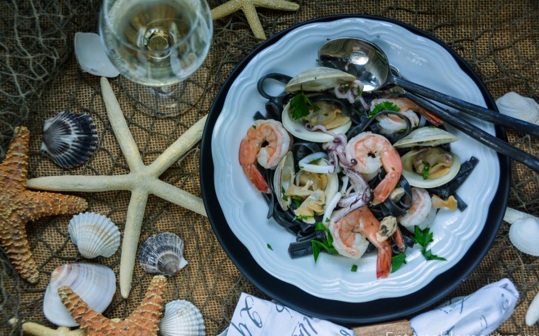 Squid Ink Linguine with Seafood