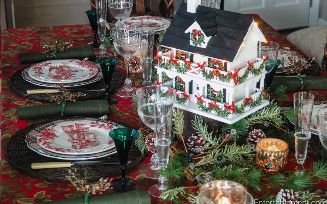 A Festive Colonial Era Table with Snowland Village