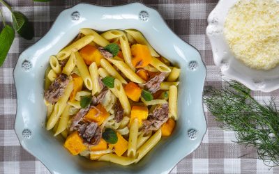 Penne with Duck Confit, Butternut Squash, Fennel, and Sage