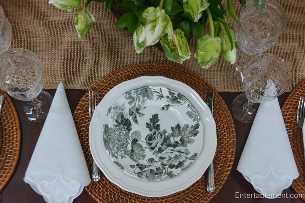 Various inexpensive patterned salad and dessert plates adding playful accents to the table