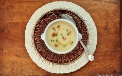 Celeriac and Apple Soup with Toasted Walnuts
