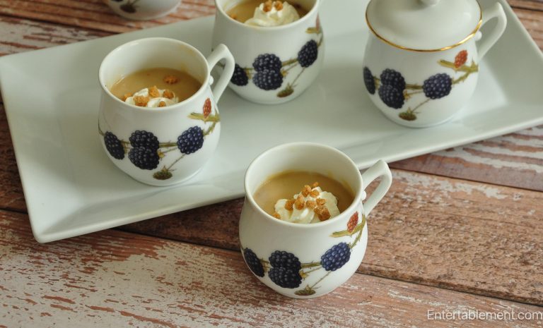 Maple Pots de Crème with Blackberry Coulis in Royal Worcester Pots