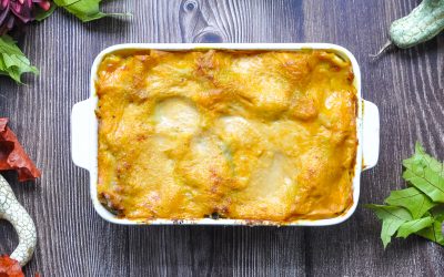 Pumpkin Lasagna with Italian Sausage & Swiss Chard
