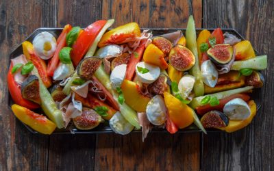 Late-Summer Salad with Honeydew, Peaches, Figs, Mozzarella & Prosciutto