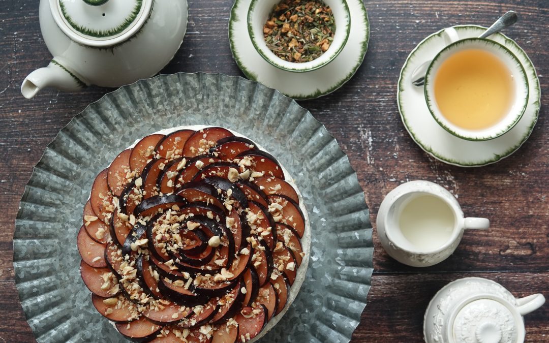 Plum Hazelnut Cream Cake